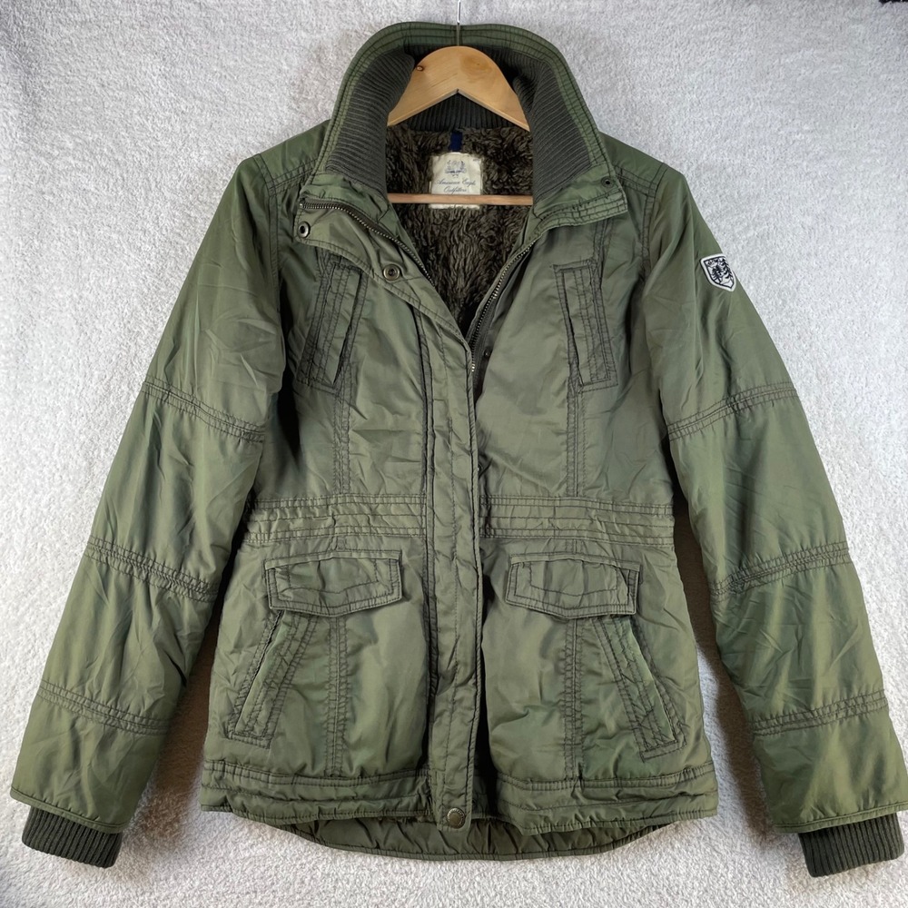 2010 american eagle sherpa furry military utility parka S cabincore indie sleaze
